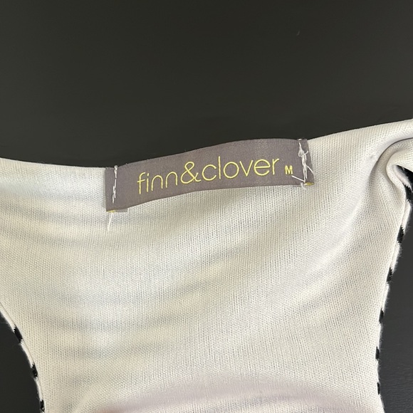 Finn & Clover Long Tulle Scoop Neck Dress | Stripes White Black - Picture 8 of 12